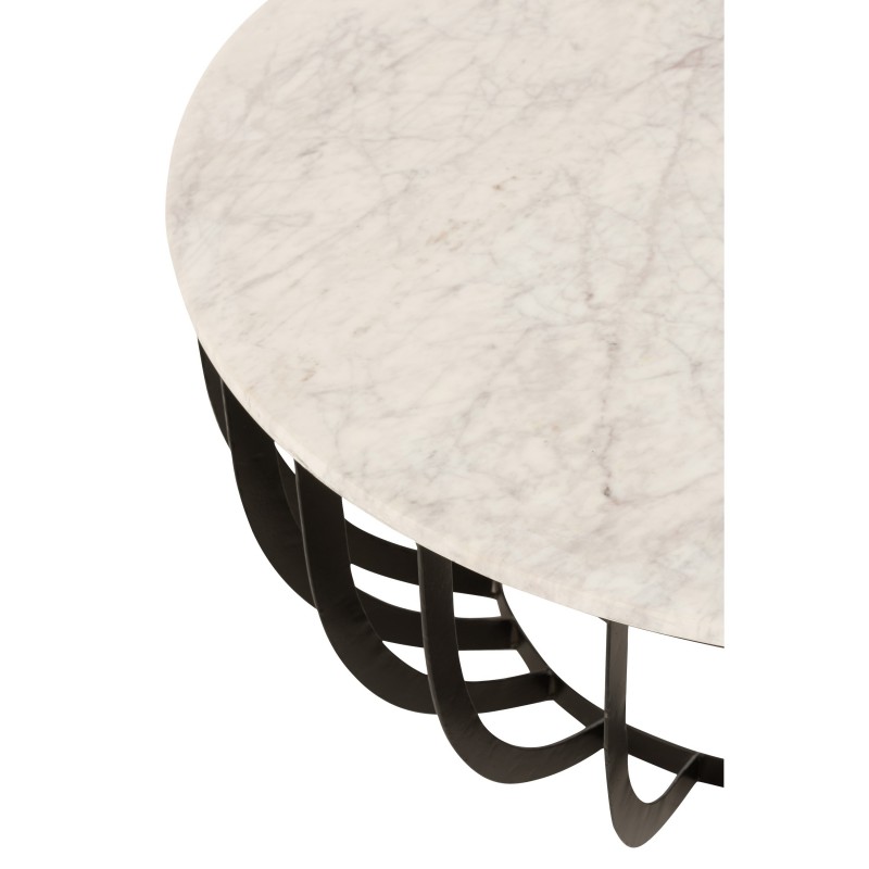 CAFE TABLE NINETY WHITE MARBLE BLACK METAL BASE 90 - CAFE, SIDE TABLES